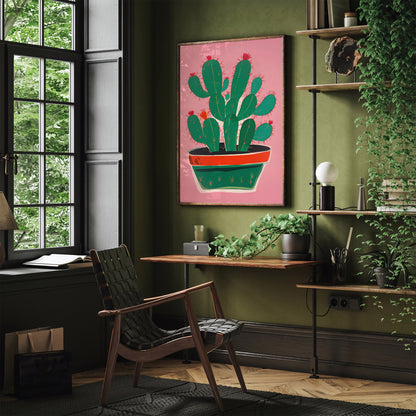 Cute Cactus Plant Pink Poster