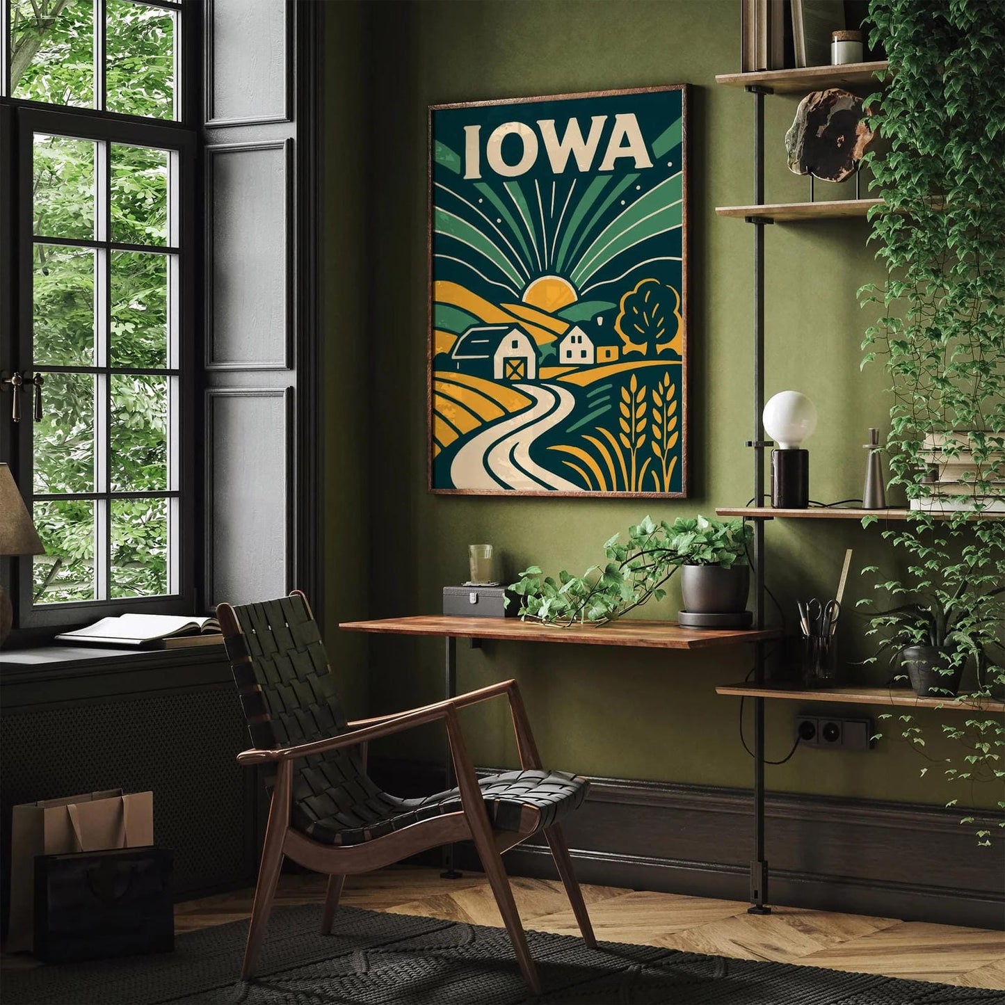 Iowa Travel Poster - Retro Scenic Wall Art