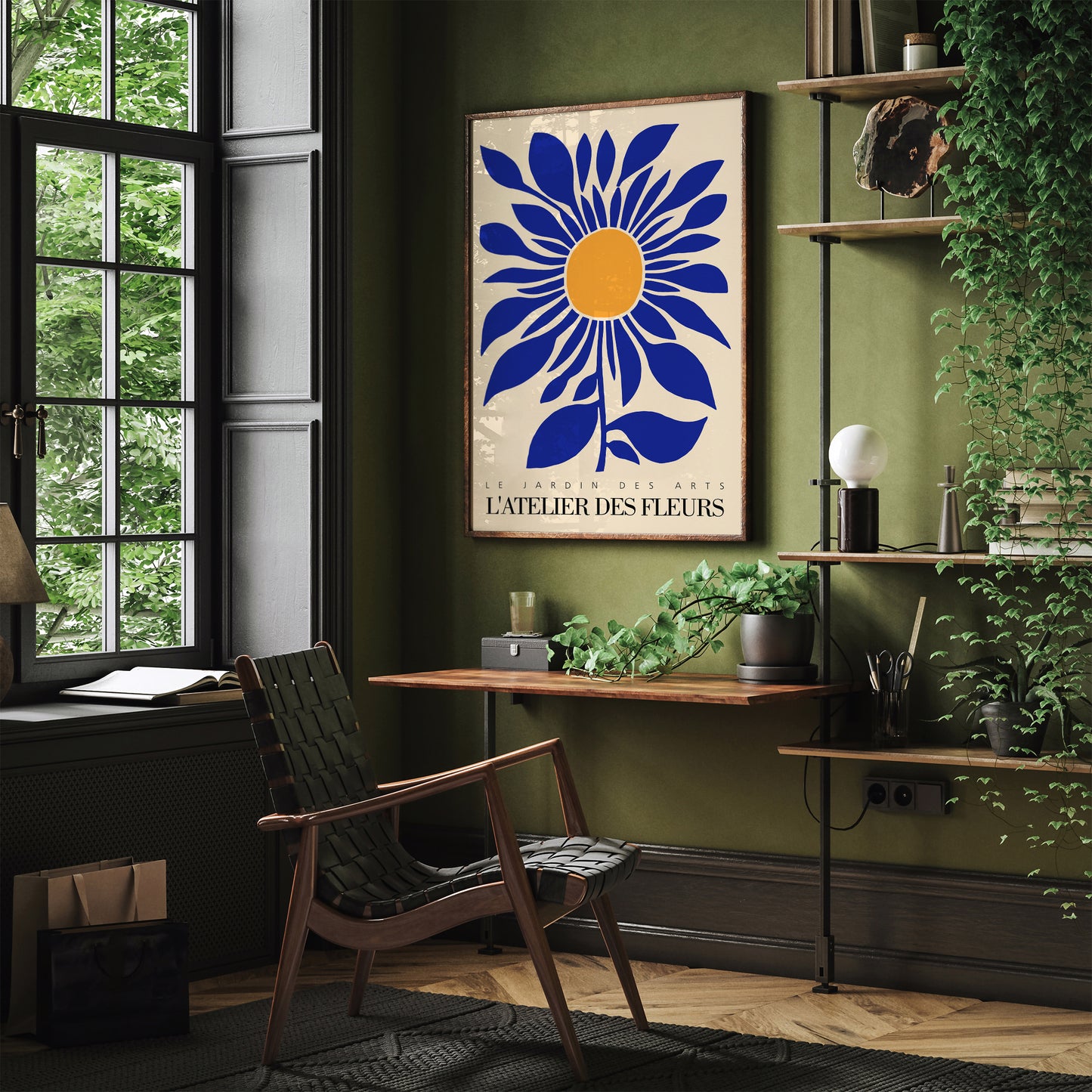 Cobalt Blue Flower French Art Print