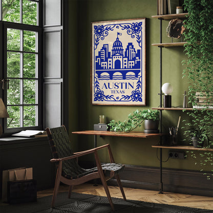 Blue Austin Texas Travel Poster