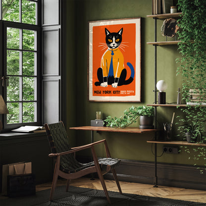 Jazz Fiesta with Cat Orange Poster