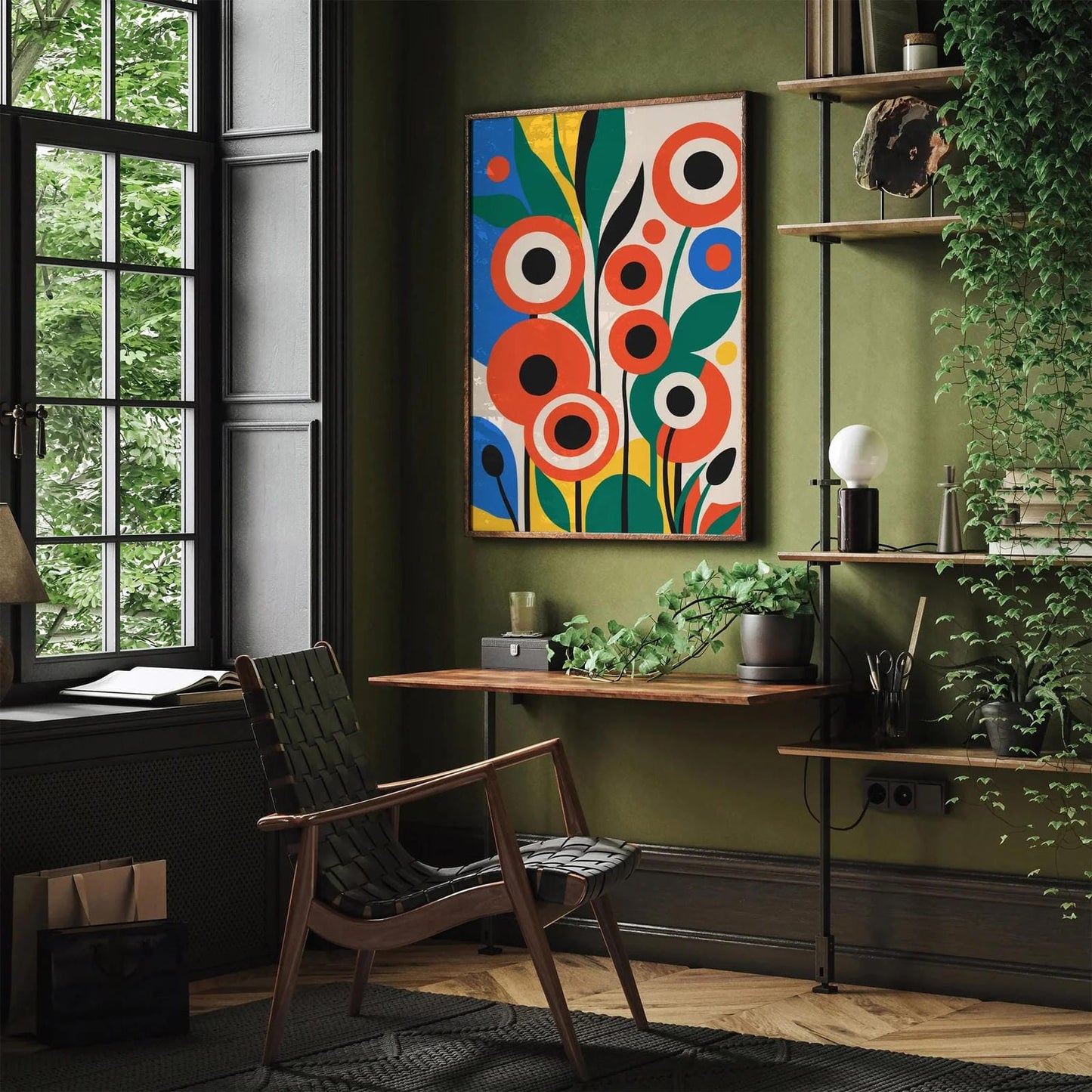 Retro Abstract Flowers Print - Mid Century Modern