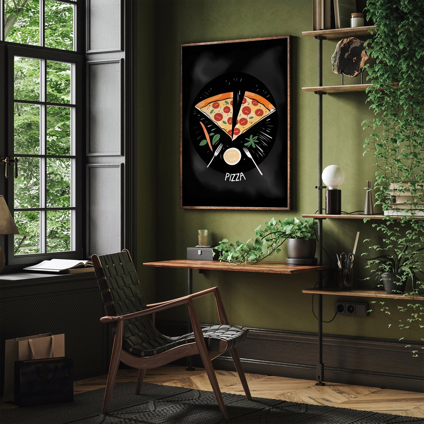 Pizza Kitchen Black Wall Art