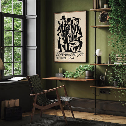 Copenhagen Jazz Festival Poster - Retro Cubist Wall Art Print