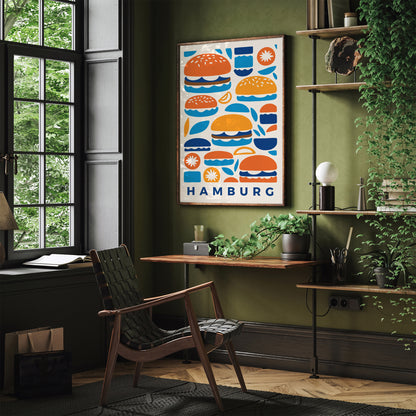 Hamburg, Blue Hamburgers Art Print