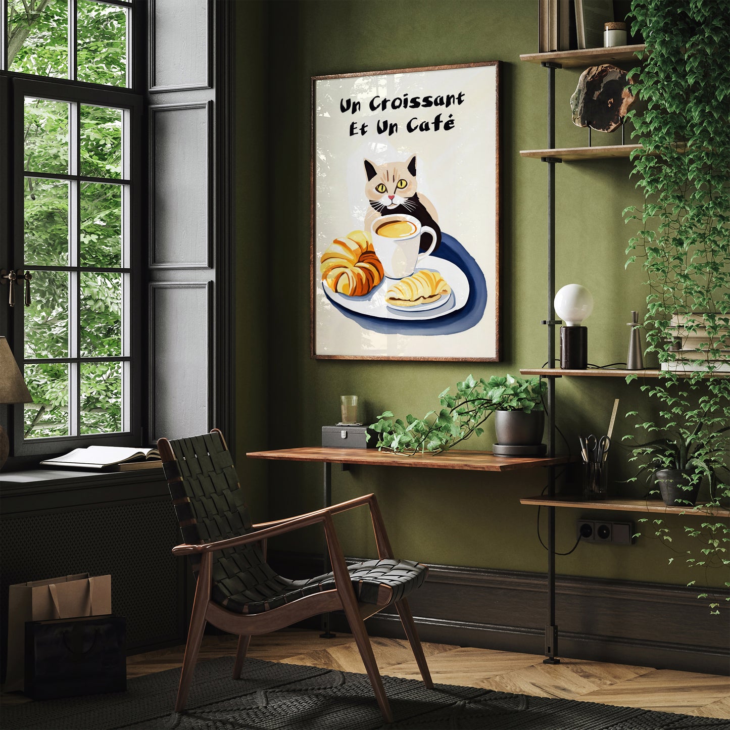 Cute French Cat & Coffee Poster