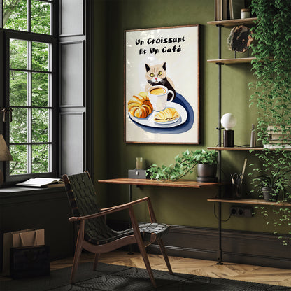 Cute French Cat & Coffee Poster