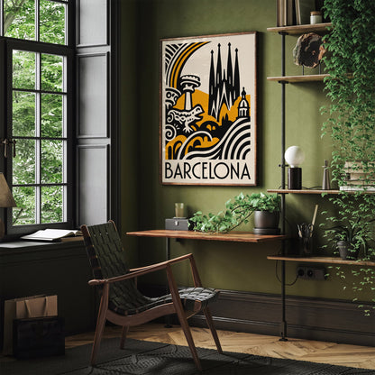 Barcelona Cityscape Modern Poster