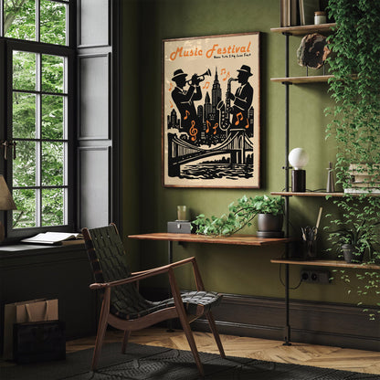 Music Festival Poster - Jazz Fest Retro Wall Art