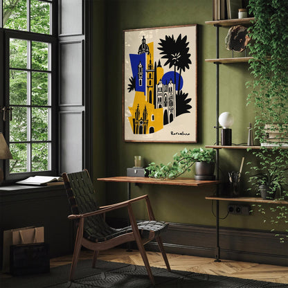 Barcelona Pop Art Print – Gaudi-Inspired Art