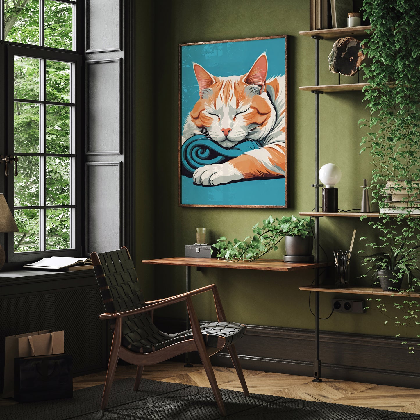 Sleepy Cat Cute Nursery Art Print