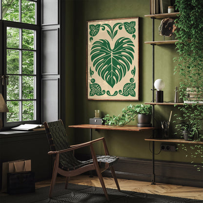 Monstera Love Green Poster