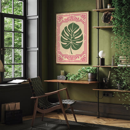 Rococo Revival Green Monstera Leaf Poster