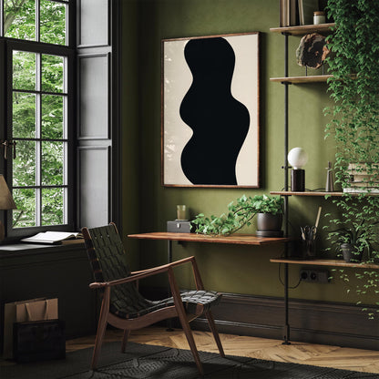 Modern Abstract Black Wavy Shape Poster Print 2026