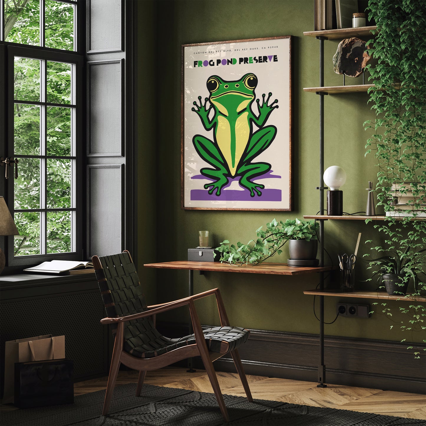 Retro Frog Pond Nature Poster