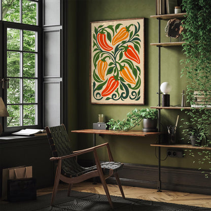 Kitchen Wall Art Decor Colorful Peppers Print