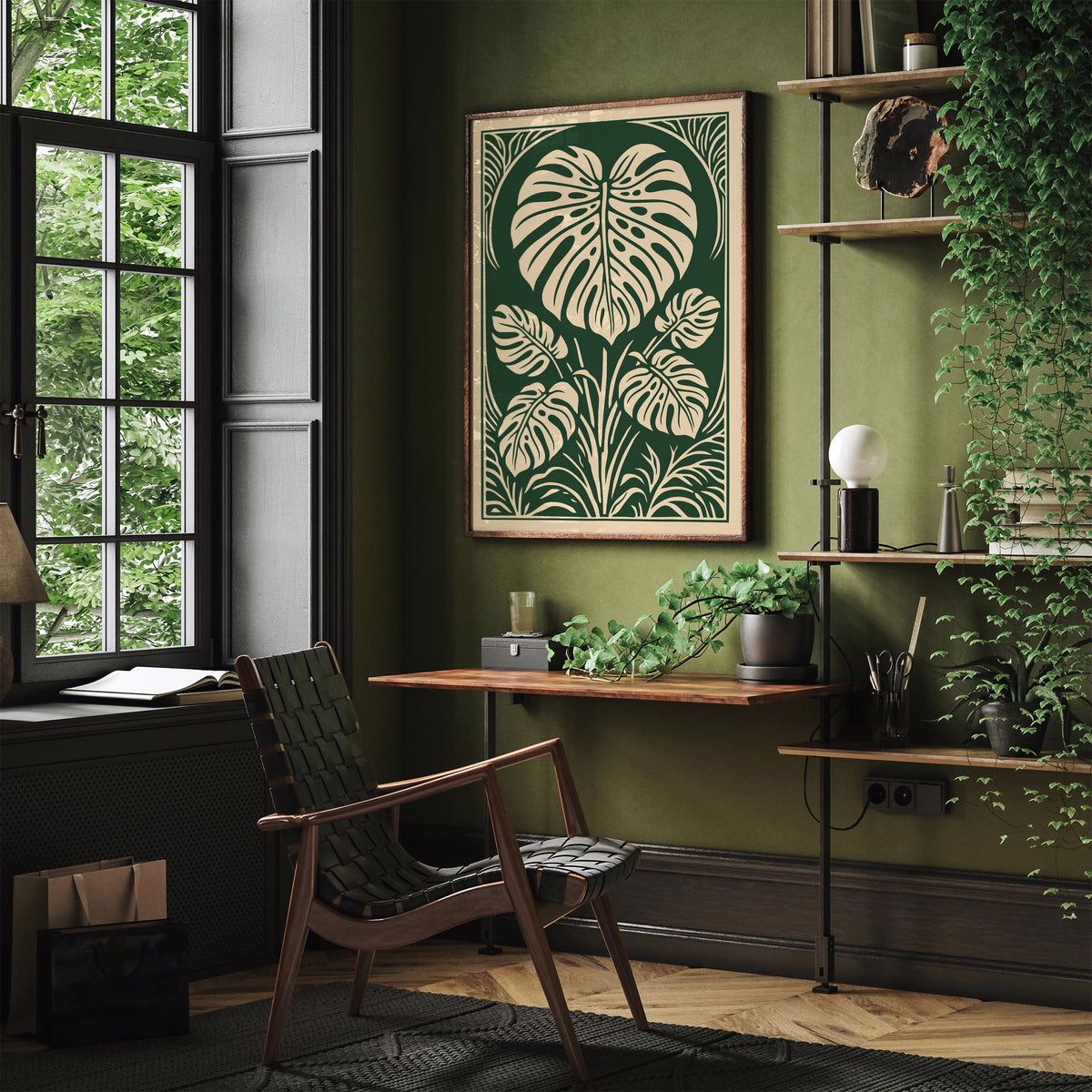 Vintage Monstera Leaf Poster