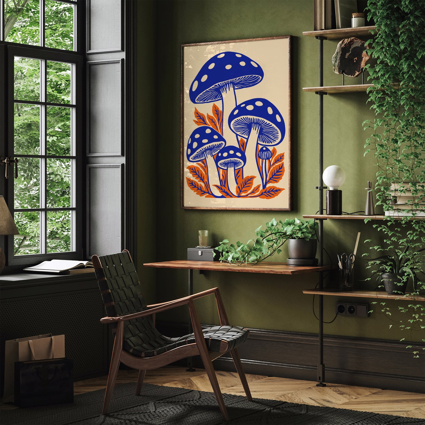 Blue Mushrooms Poster 2025