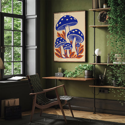 Blue Mushrooms Poster 2025