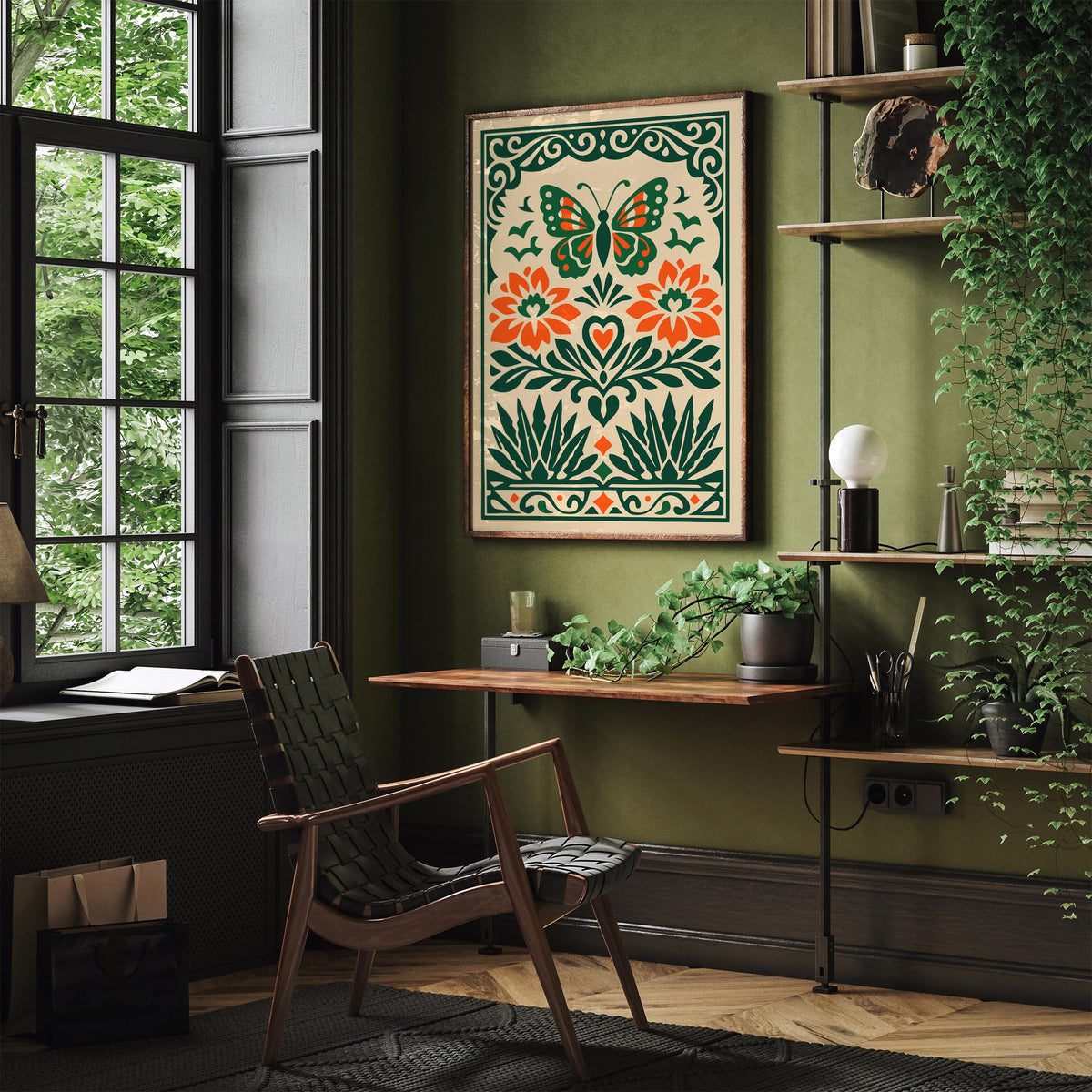 Mexican Boho Butterfly Art Poster