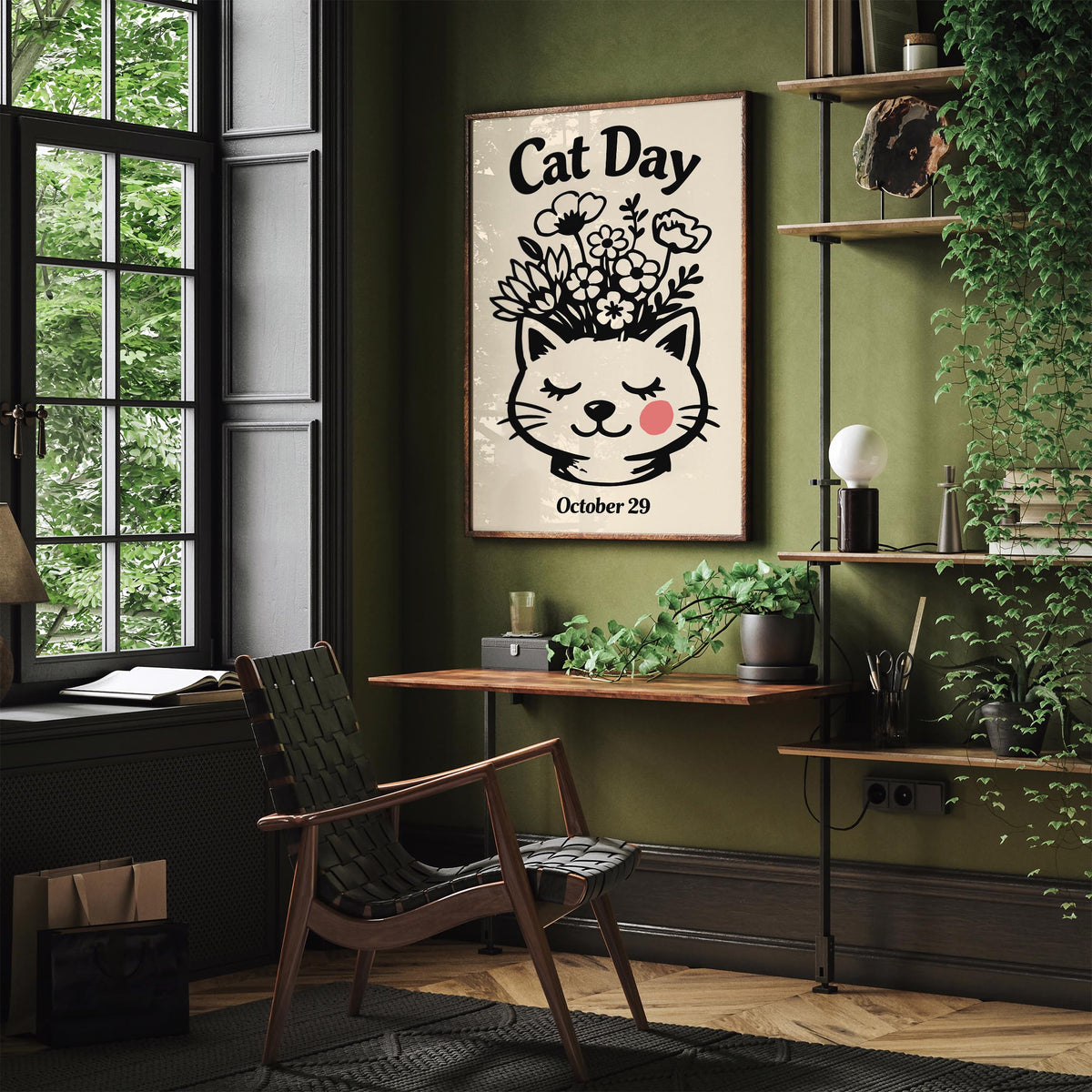 National Cat Day October 29 Art Poster