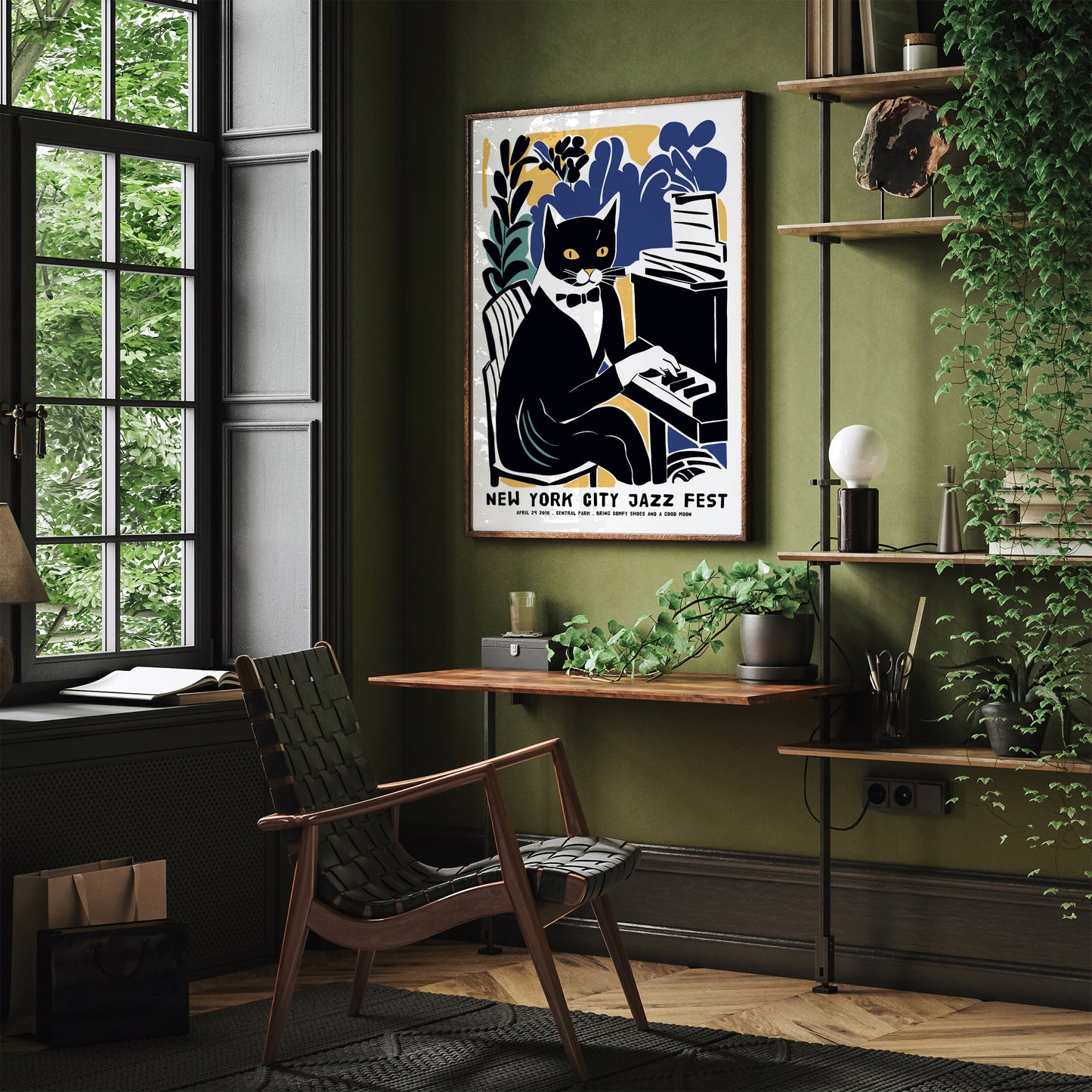 Elegant Cat Playing Jazz Poster