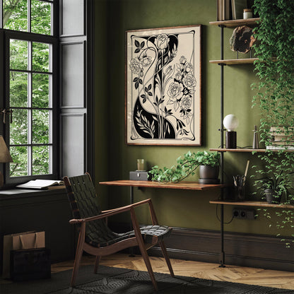 Art Nouveau Rose Poster