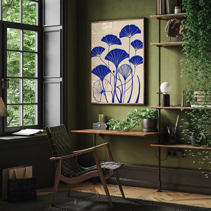 Blue Ginkgo Biloba Art Print 2024