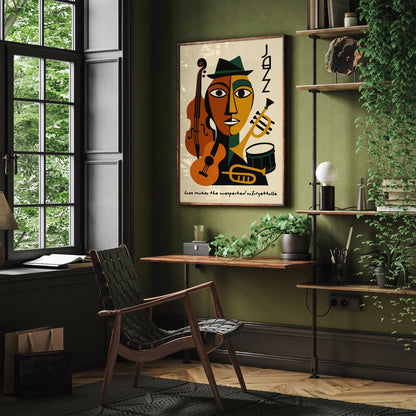 Jazz Music Poster - Retro Cubist Wall Art