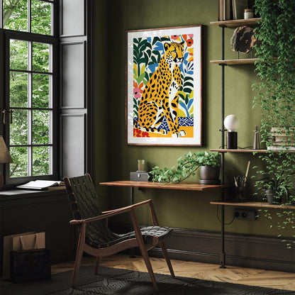 Moody Cheetah in Flowers Poster