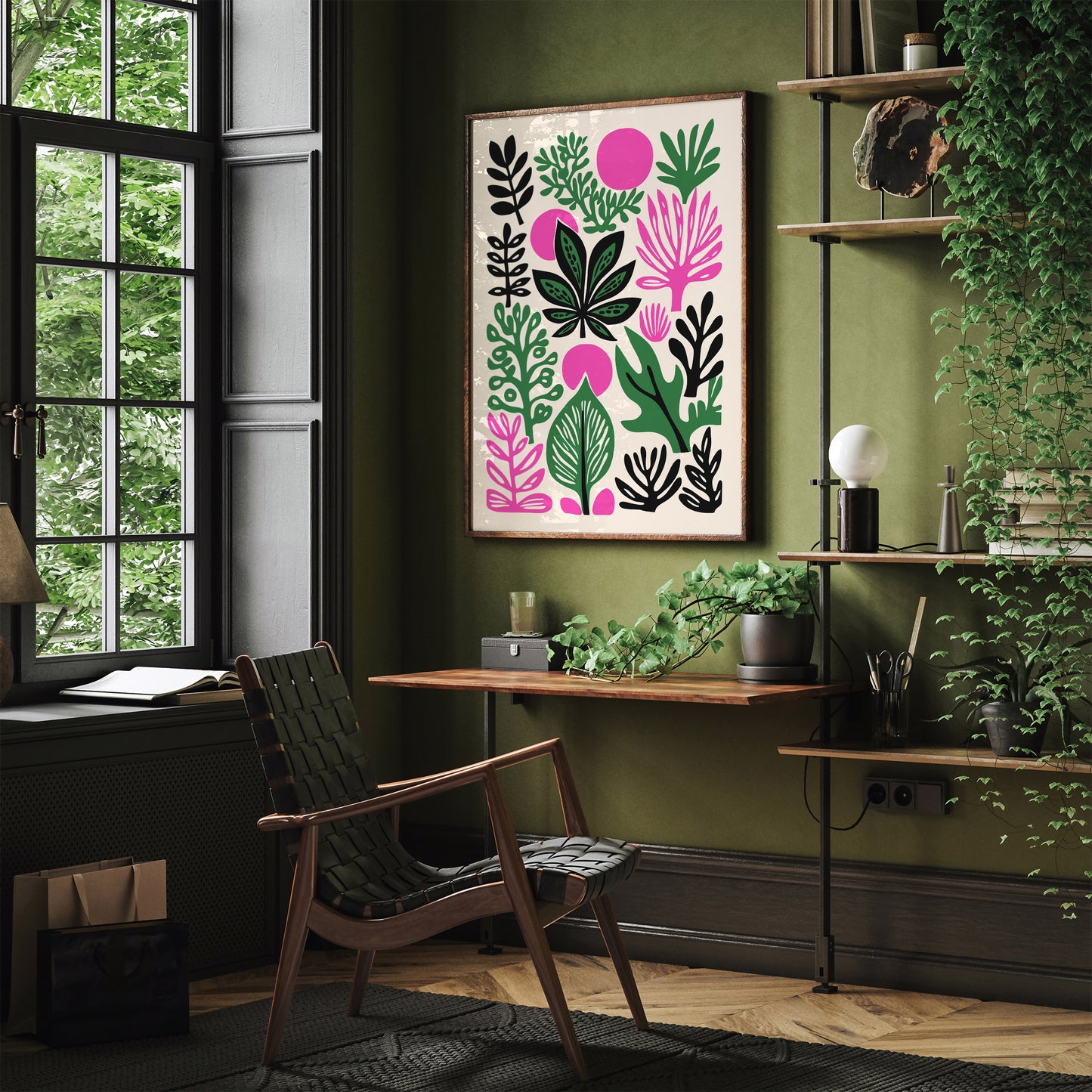 Retro Colorful Cut Outs Nature Print