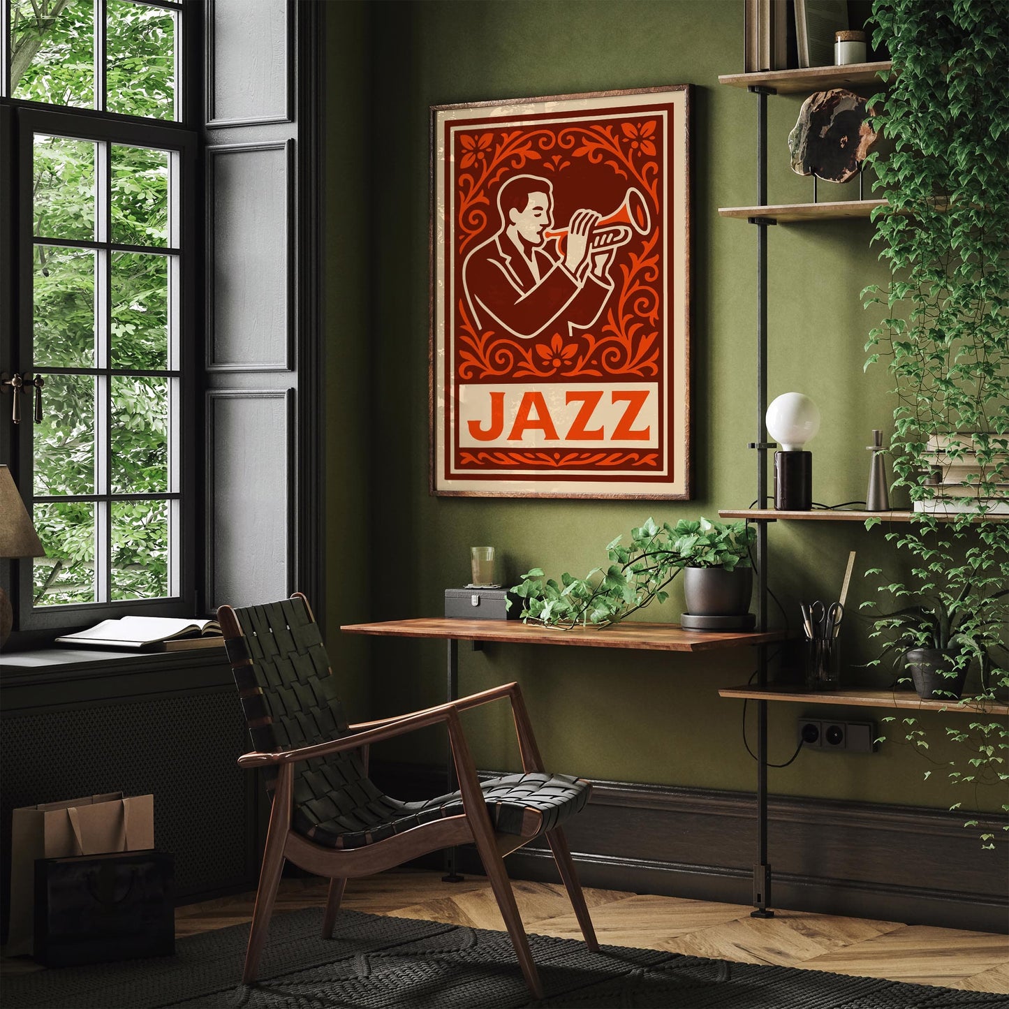 Jazz Musician Poster - Vintage Burgundy Music Wall Art