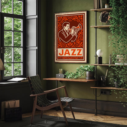 Jazz Musician Poster - Vintage Burgundy Music Wall Art