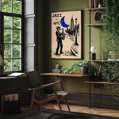 New York City Vintage Jazz Music Art Poster