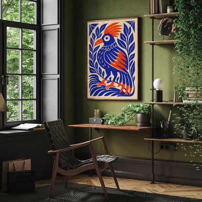 Tropical Parrot Poster - Blue Mexican Bird Wall Art
