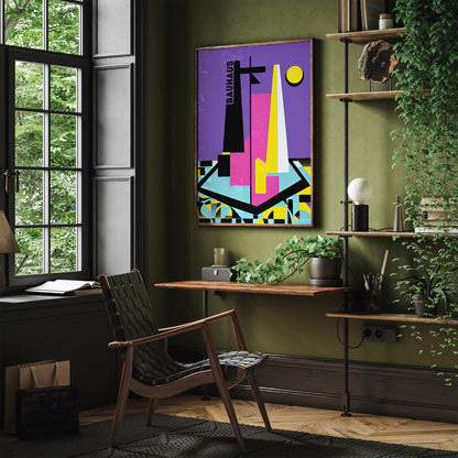 Bauhaus Purple Shapes Poster