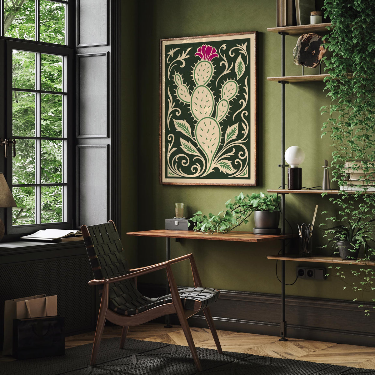 Green Abstract Cactus Poster