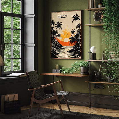 Oahu Hawaii Poster - Tropical Island Honeymoon Travel Art