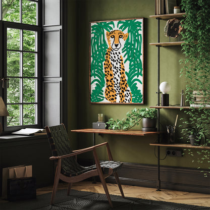 Jungle Cat Retro Wall Art Print