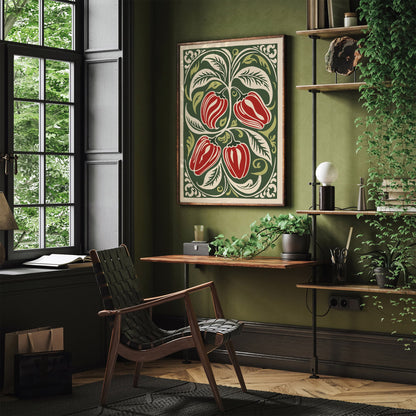Red Peppers Rococo Kitchen Art Print