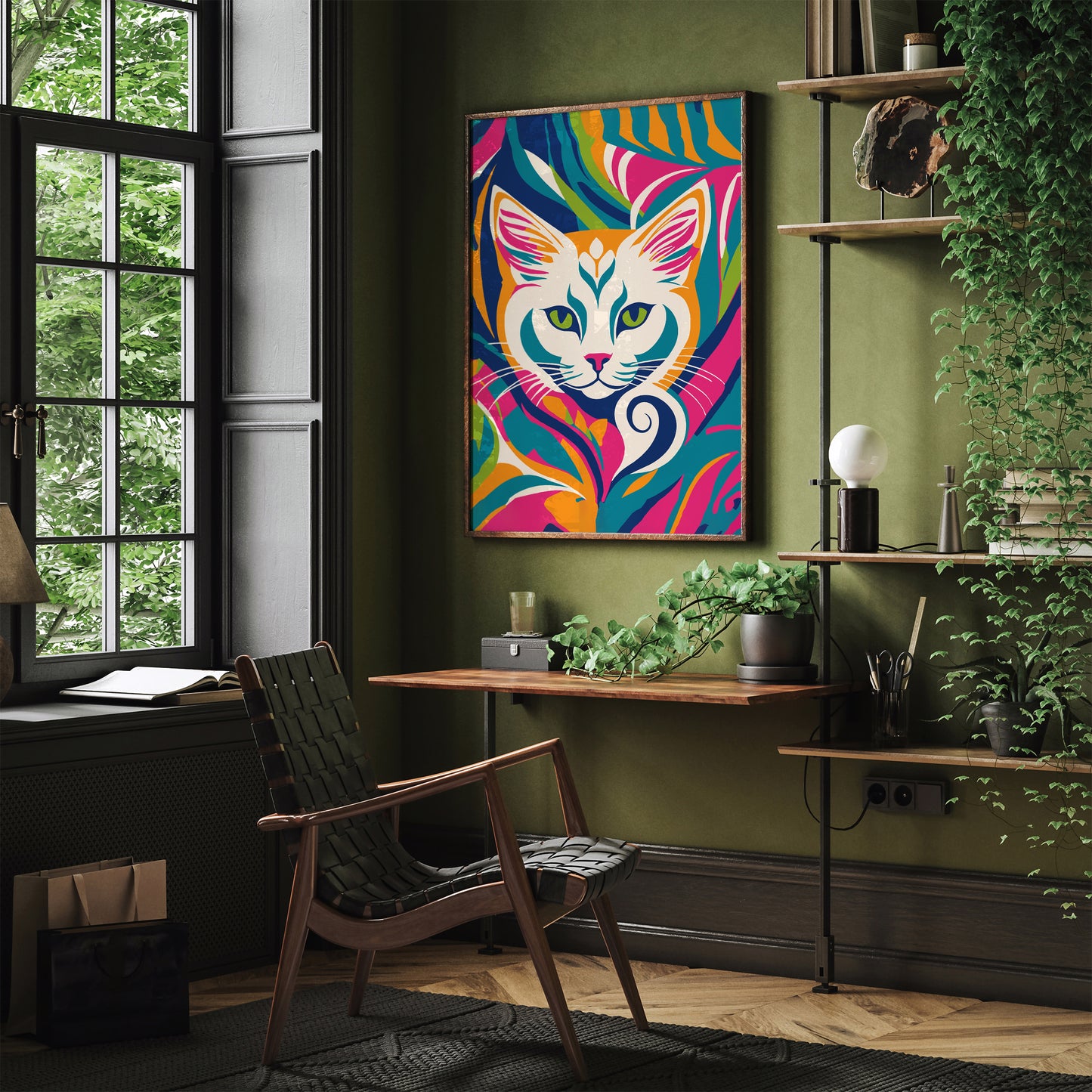 Colorful Wild Cat Wall Art