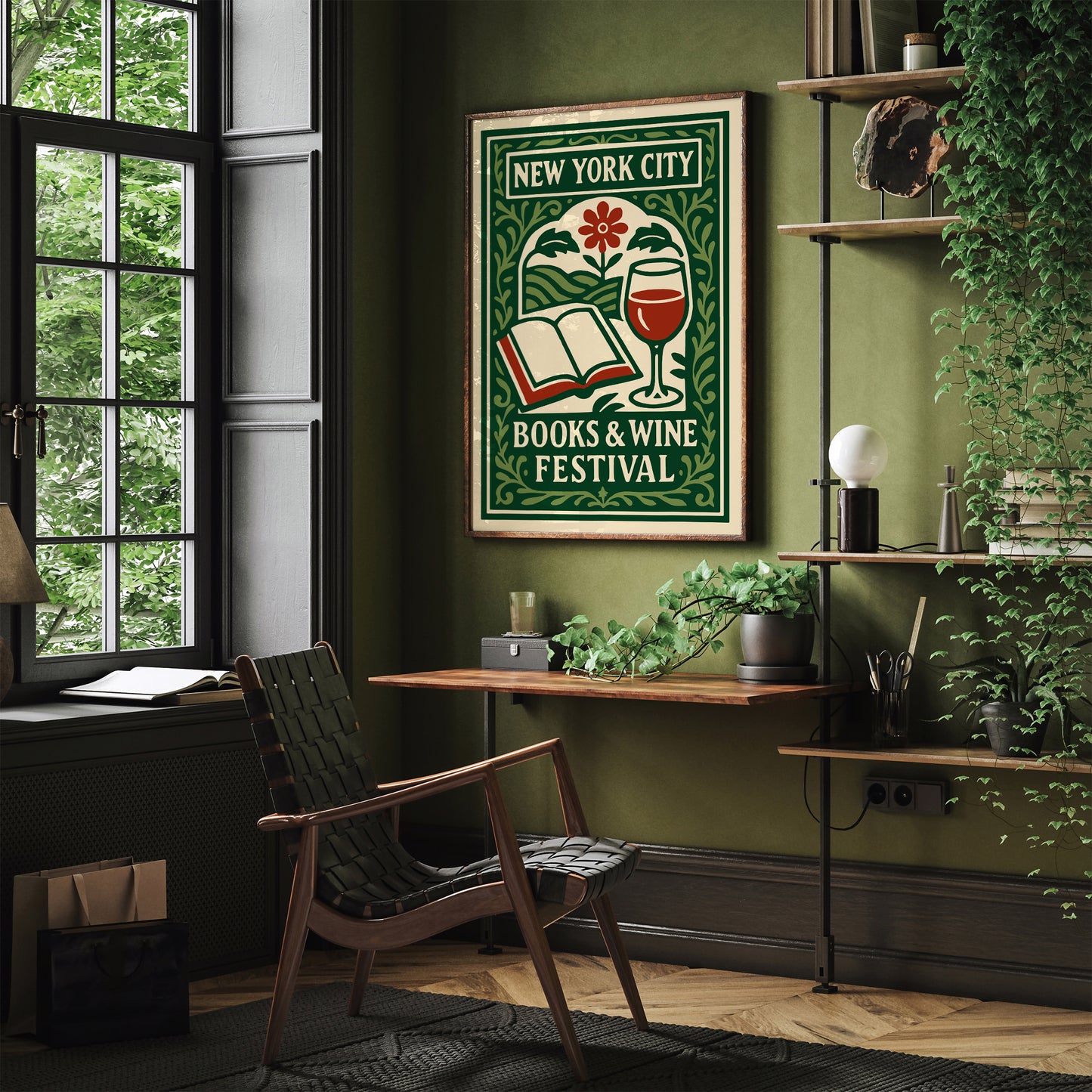 Books & Wine Festival NYC Green Art Print