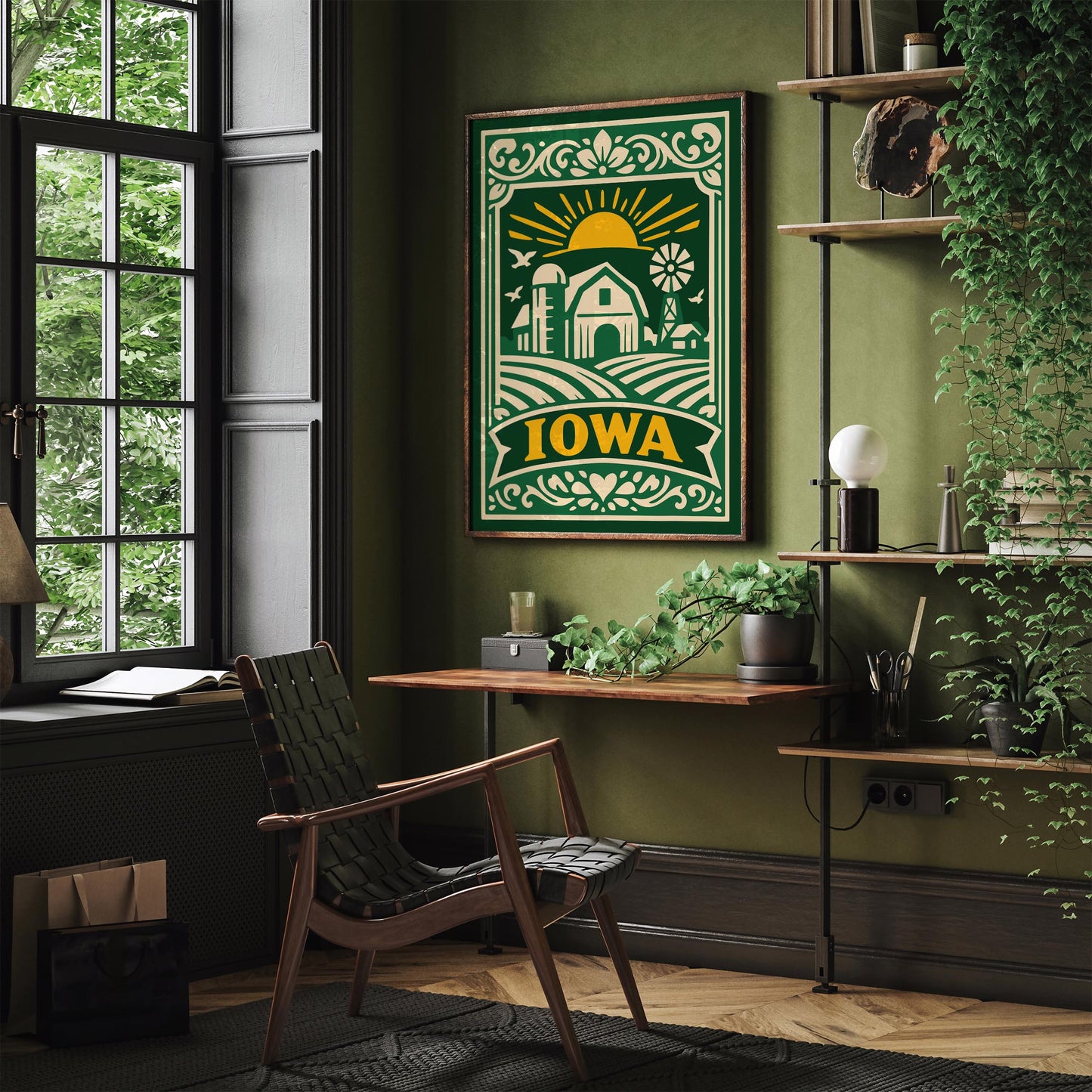 Iowa Green Poster - Travel Wall Art Print