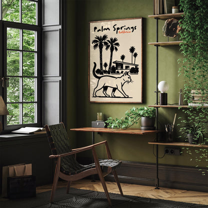 Palm Springs California Poster - Black Ink Style Wall Art