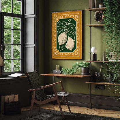 Rococo Lemons Poster for Kitchen Wall Decor