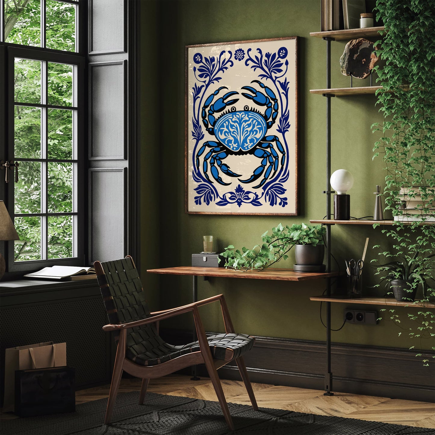 Blue Crab Neutical Art Print