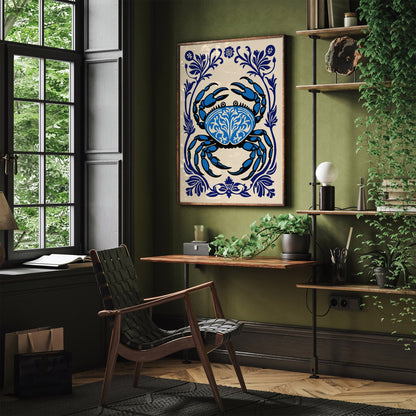 Blue Crab Neutical Art Print