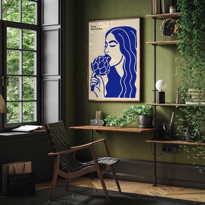 Artichoke Girl Poster - Funny Kitchen Wall Art