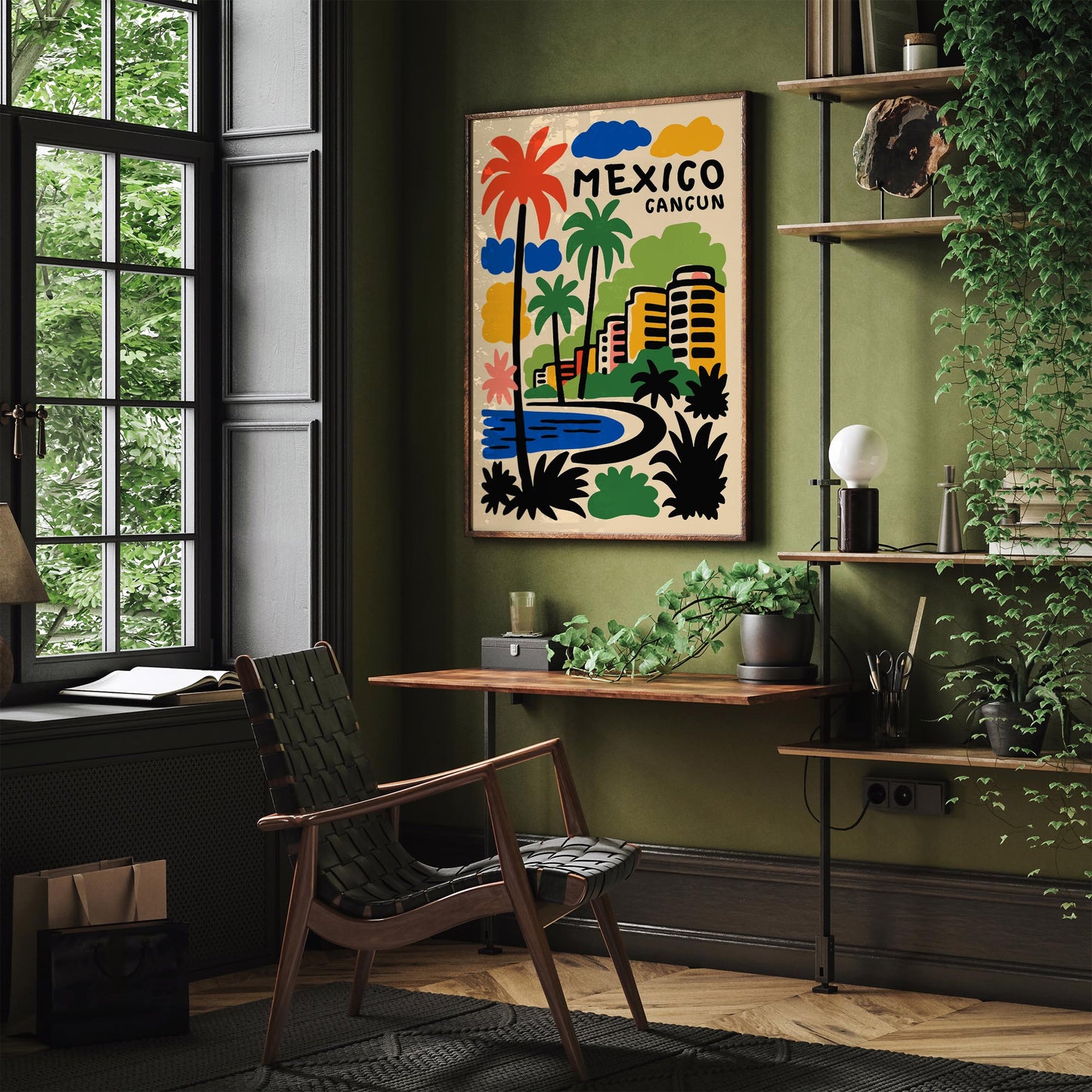 Mexico Cancun Travel Poster - Colorful Mexican Home Decor