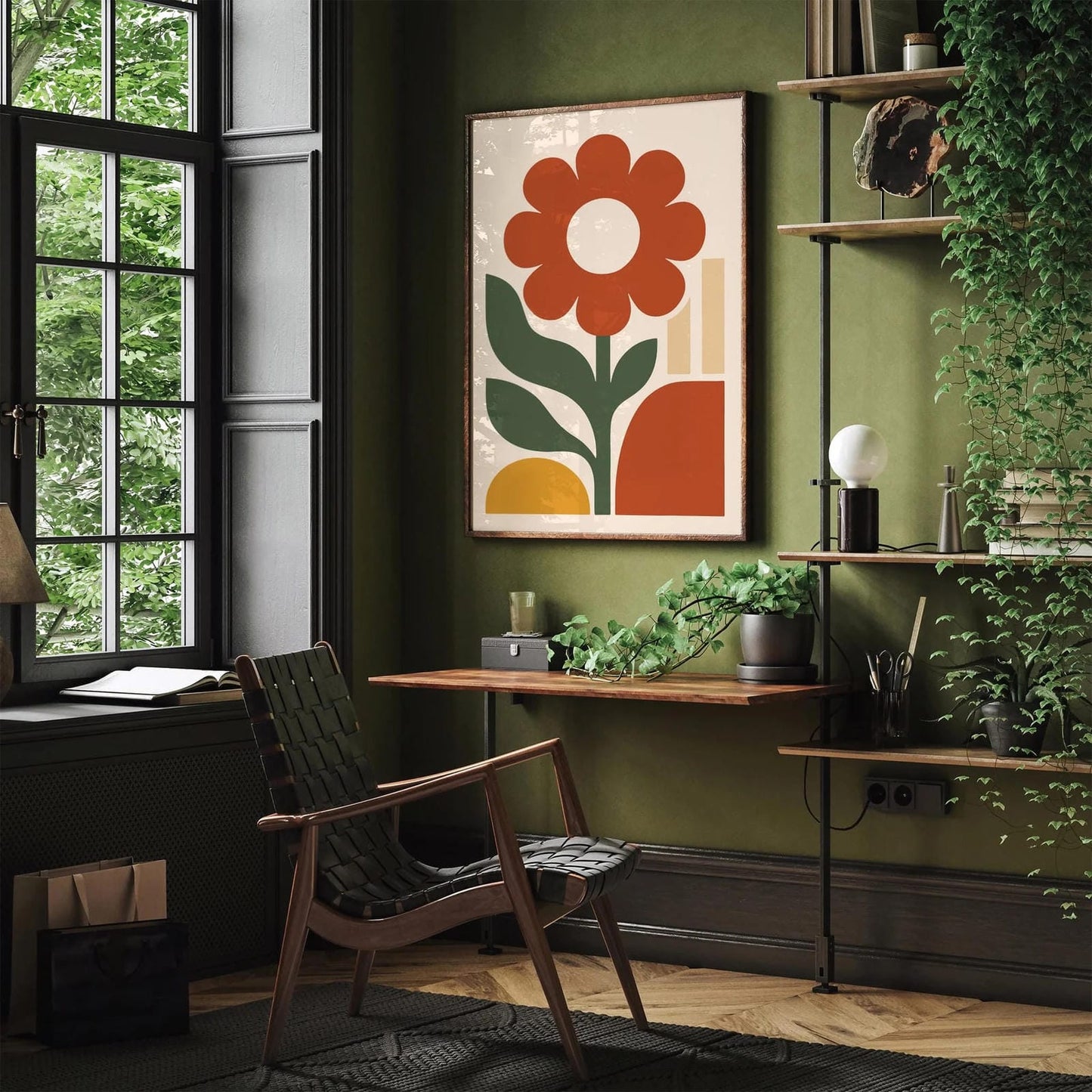 Modern Big Red Flowers - Minimalist Art Print